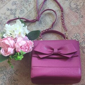 Fuchsia Top-Handle Bow Crossbody Bag